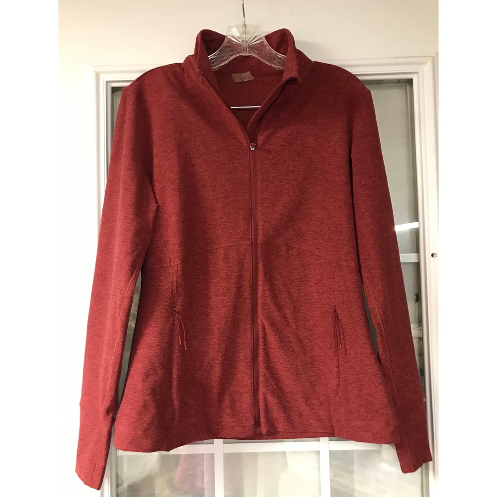 Calia Athletic Heathered Burgandy Zip Up Jacket Athletic‎ Wear Women's Size L